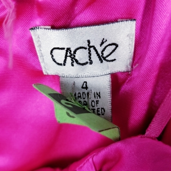 Cache Silk Balloon Hem Spaghetti Strap Cocktail Dress Mini Hot Pink Fairy Small - Picture 4 of 13